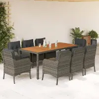 Prolenta Maison Exclusive - Ensemble à manger de jardin 9 pcs coussins gris résine tressée