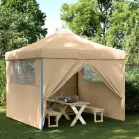 Prolenta Maison Exclusive - Tente de réception pliable Pop-Up avec 4 panneaux latéraux, beige
