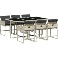vidaXL Ensemble de jardin 7 pièces avec coussins gris clair Poly rotin