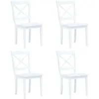 Syfax Chaises à manger lot de 4 blanc bois d'hévéa massif