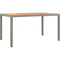 Syfax Table de jardin et dessus en bois Gris Résine tressée et acacia