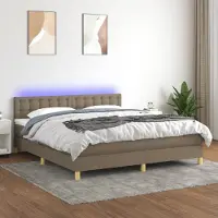Prolenta Maison Exclusive - Sommier à lattes de lit avec matelas LED Taupe 160x200 cm Tissu