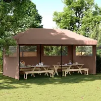 Prolenta Maison Exclusive - Tente de réception pliable Pop-Up avec 3 panneaux latéraux, marron
