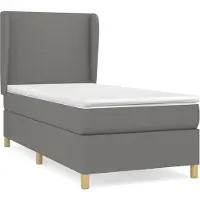 Syfax Sommier à lattes de lit avec matelas Gris foncé 90x200 cm Tissu