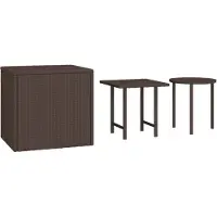 Syfax Tables d'appoint de jardin 3 pcs marron résine tressée