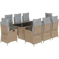 Syfax Ensemble à manger de jardin et coussins 9 pcs mélange beige