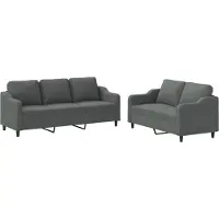 Syfax Ensemble de canapés 2 pcs avec coussins Gris foncé Tissu