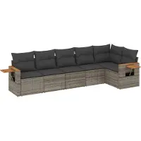 Syfax Salon de jardin 6 pcs avec coussins gris résine tressée