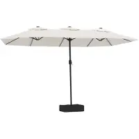 Syfax Parasol de jardin à double tête avec LED blanc sable 449x265 cm