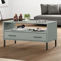 Prolenta Table basse exclusive OSLO, avec pieds en métal gris, dimensions 85x50x45 cm, en bois massif