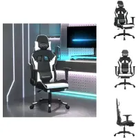 vidaXL Chaise de jeu avec repose-pieds noir et blanc similicuir - Fauteuil de jeu