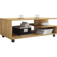 VCM Table basse en bois | Sofatic avec rouleaux pratiques | Table de salon roulable | H. 40 x W. 100 x D. 50 cm | Table basse Stango XL