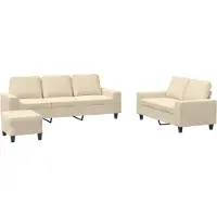 vidaXL Ensemble de canapés 3 pièces tissu crème