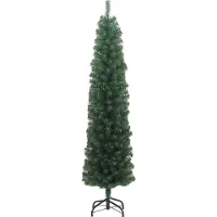 Syfax Sapin de Noël artificiel mince avec support vert 180 cm PVC