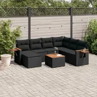 Prolenta Maison Exclusive - Salon de jardin 8 pcs avec coussins noir résine tressée