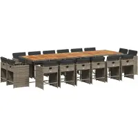 vidaXL Ensemble de jardin 17 pièces avec coussins Gris Poly rotin