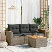 Prolenta Maison Exclusive - Salon de jardin 4 pcs avec coussins gris résine tressée
