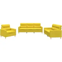 vidaXL Ensemble de canapés 3 pièces avec coussins Tissu jaune clair
