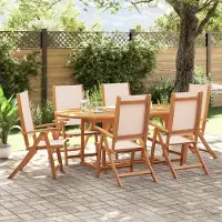 Prolenta Maison Exclusive - Ensemble de salle à manger d'extérieur 7 pièces en bois massif d'acacia et Textilene