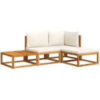 vidaXL Ensemble canapé de jardin 4 pièces avec coussins bois acacia & rotin