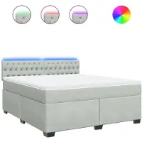 vidaXL Lit boxspring avec matelas gris clair 180x200 cm velours