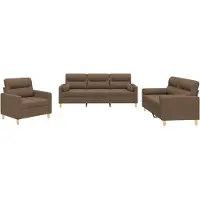 vidaXL Ensemble de canapés 3 pièces avec coussins Tissu brun