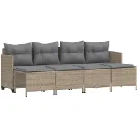 Syfax Salon de jardin avec coussins 5 pcs beige résine tressée