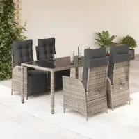 Prolenta Maison Exclusive - Ensemble à manger de jardin 5 pcs coussins gris résine tressée