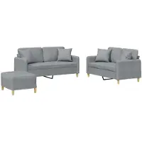 vidaXL Ensemble de canapés 3 pièces avec coussins Tissu gris clair