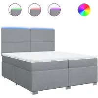 vidaXL Lit boxspring avec matelas gris clair 200x200 cm Tissu