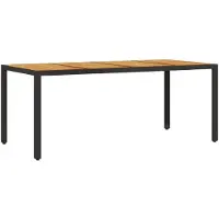 Syfax Table de jardin et dessus en bois d'acacia noir résine tressée
