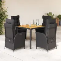 Prolenta Maison Exclusive - Ensemble à manger de jardin coussins 5pcs Noir Résine tressée