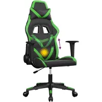 vidaXL Chaise gaming avec fonction massage, similicuir noir et vert