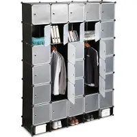 Relaxdays 10024527_46 Kleiderschrank transparent / schwarz