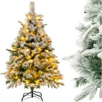 Costway Artificial Christmas Tree With Snow And Lights - 150 Warm White LED Lights - 136 cm de haut - Vert