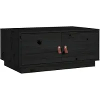 Syfax Table basse Noir 80x50x35 cm Bois massif de pin