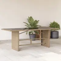 Prolenta Maison Exclusive - Table de jardin avec plateau en verre Beige 190x80x74 cm Poly Rotin