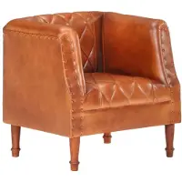 The Living Store Fauteuil Marron Véritable cuir de chèvre