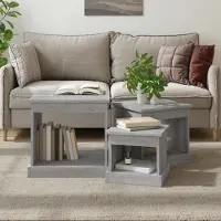 vidaXL Tables basses de style élégant 3 pcs. Gris Sonoma Bois composite - Tables basses Hommie2047275 1parcel