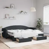 Prolenta Maison Exclusive - Lit de jour convertible avec tiroirs, noir, 80 x 200 cm, tissu