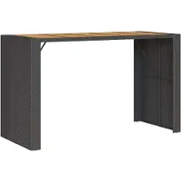 vidaXL Table de bar de jardin avec plateau en bois noir 185x80x110 cm Polyrattan