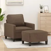 vidaXL BEI CLORIS Fauteuil avec pouf Marron 60 cm Tissu 2024 Nouveau9102660