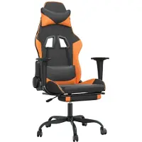 Syfax Chaise de jeu de massage et repose-pied Noir&Orange Similicuir
