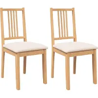 Syfax Chaises à manger coussins 2 pcs naturel bois massif caoutchouc