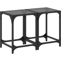 vidaXL Tables basses avec plateau en verre 2 pcs. noir 30x30x40 cm acier