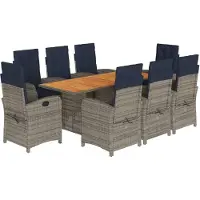 Syfax Ensemble à manger de jardin et coussins 9 pcs beige Poly rotin