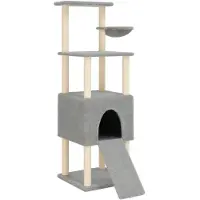 Syfax Arbre à chat avec griffoirs en sisal Gris clair 153 cm
