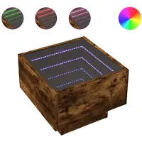 Syfax Table d'appoint et LED chêne fumé 40x40x30 cm bois d'ingénierie