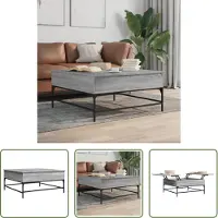 The Living Store Table basse Gris Sonoma 95x95x45 cm Bois composite et métal
