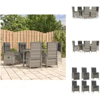 vidaXL Ensemble de jardin 7 pièces avec coussins Gris Poly rotin - Ensemble de meubles de jardin